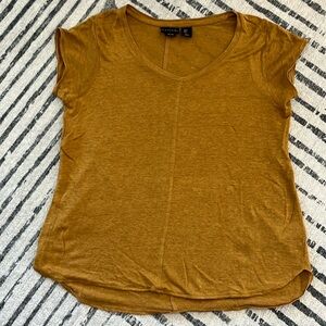 Tahari slouchy loose linen top SM